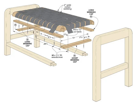 Woven-Seat Bench 4 Woven-Seat Bench - Image 2