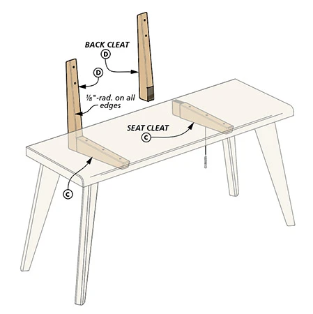 Mid-Century Hall Bench 4 Mid-Century Hall Bench - Image 2