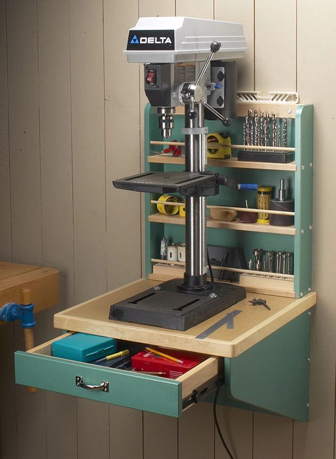 Wall-Mounted Drill Press Shelf 3 Wall-Mounted Drill Press Shelf
